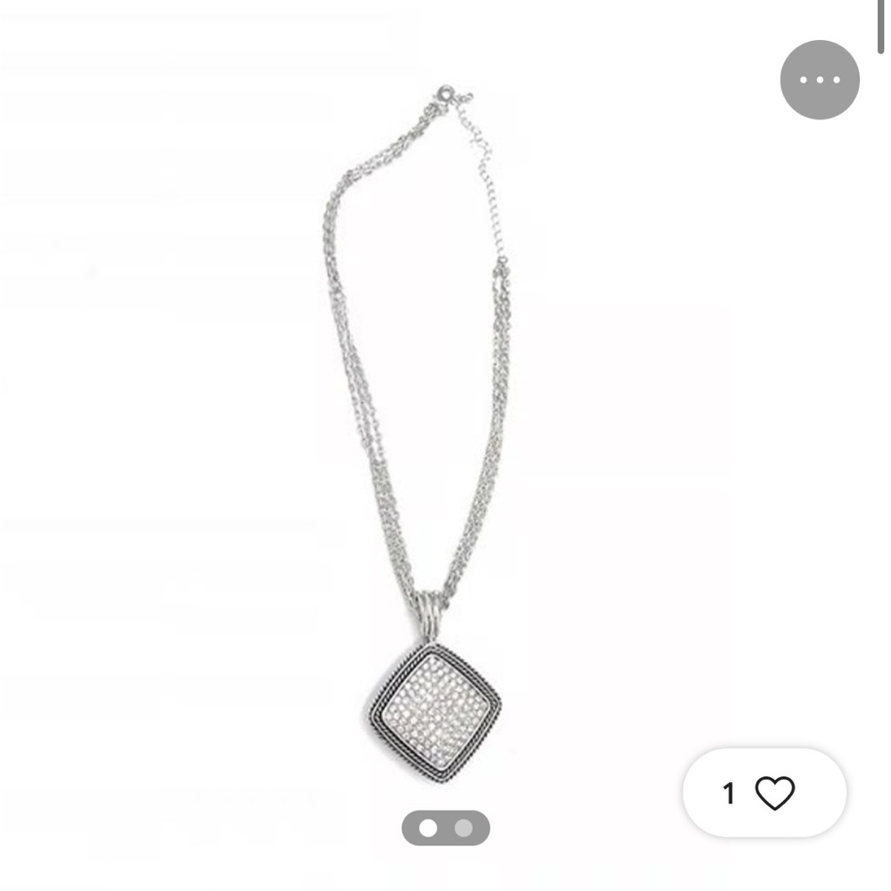 Premier Designs Reversible “All that Glitters” Silver Pendant Necklace